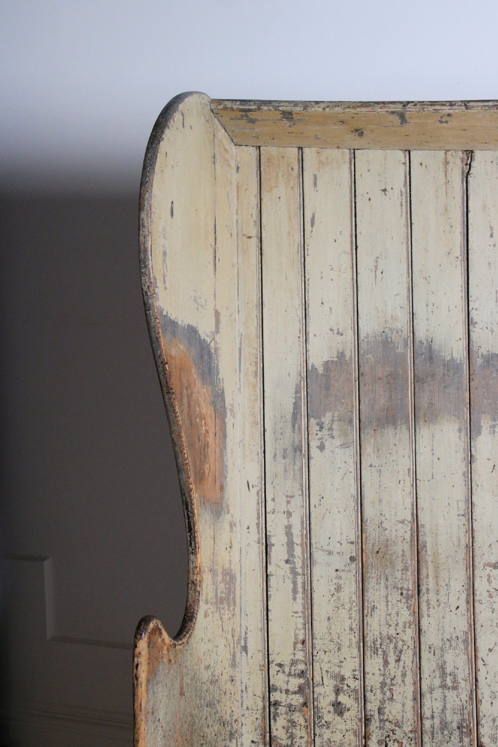 19th century pine tavern settle original paint View IX
