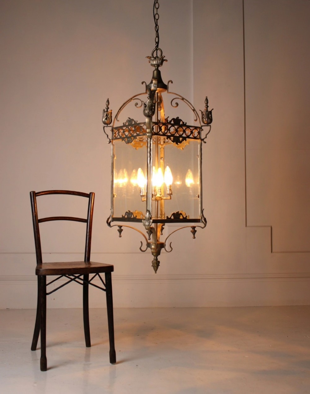 Large decorative lantern with bevelled glass View IV