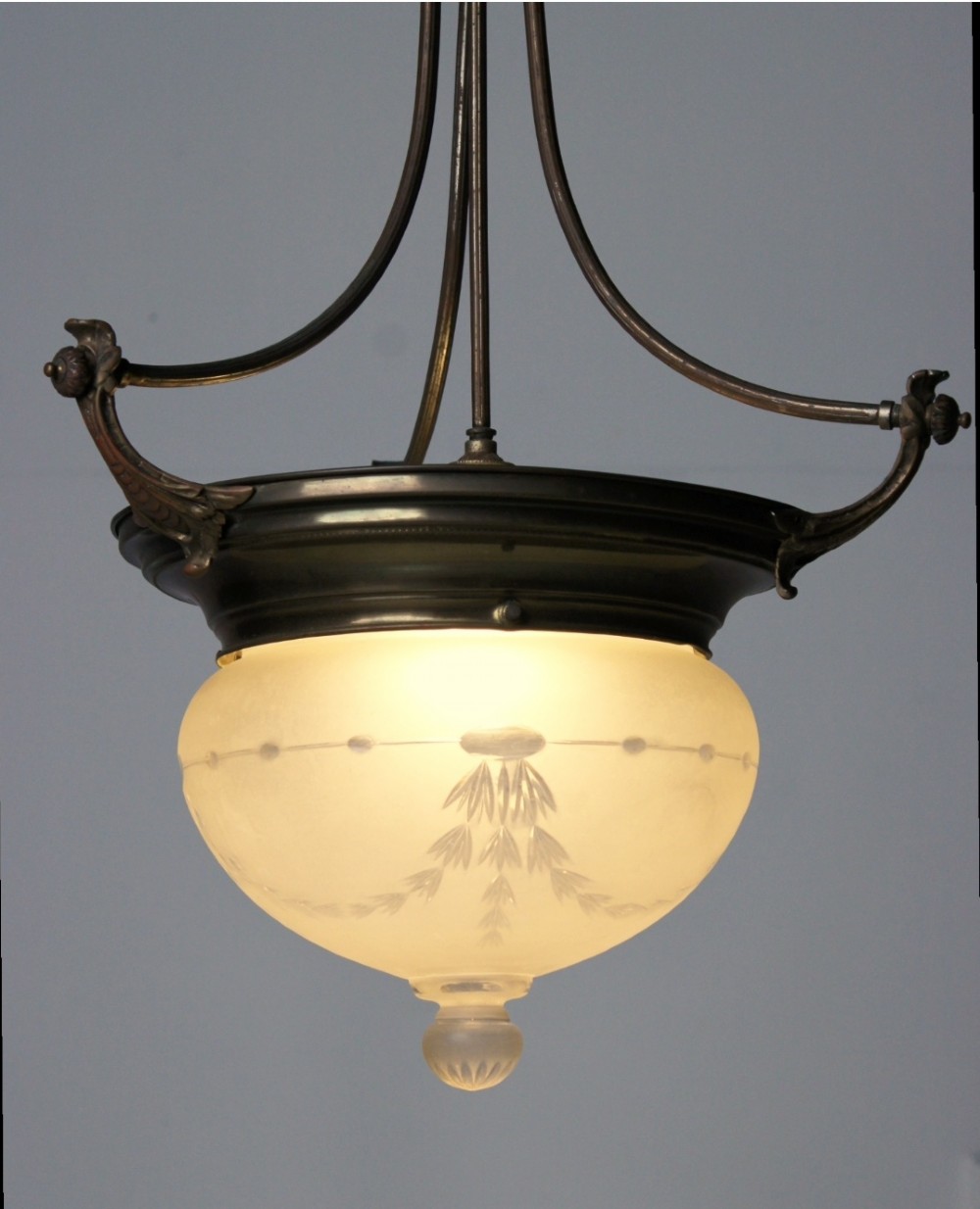 Large plafonnier ceiling light in copper & brass View III