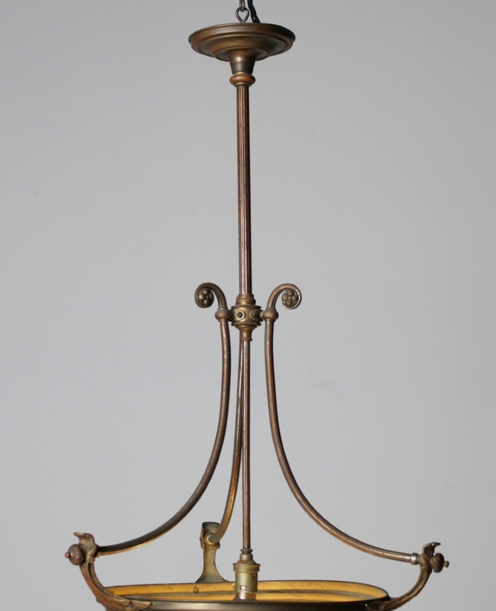 Large plafonnier ceiling light in copper & brass View IV
