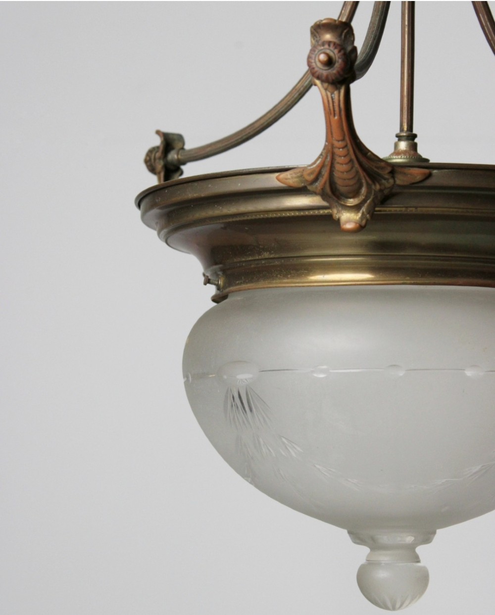 Large plafonnier ceiling light in copper & brass View VII