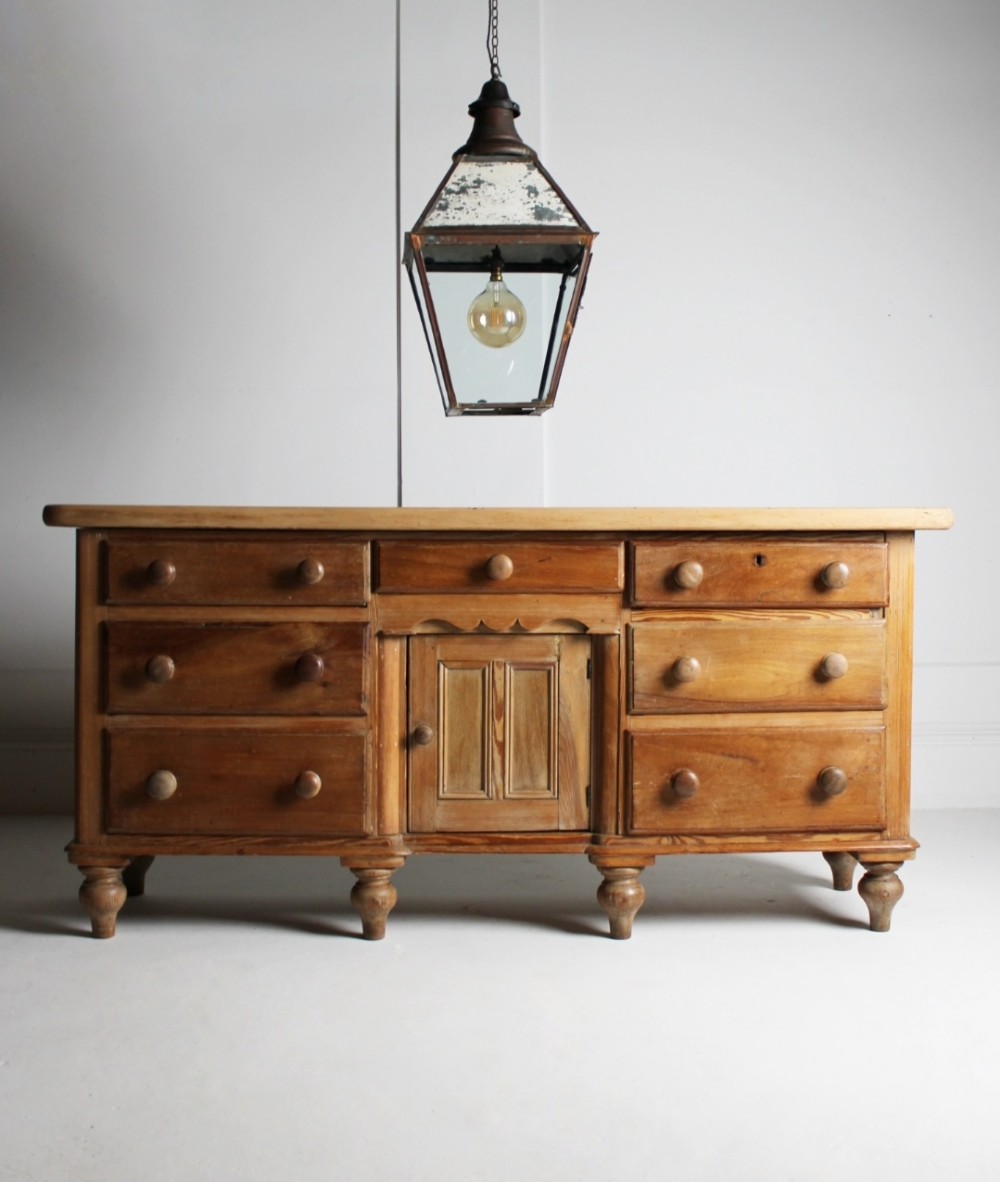 Large 19th century pine dresser base