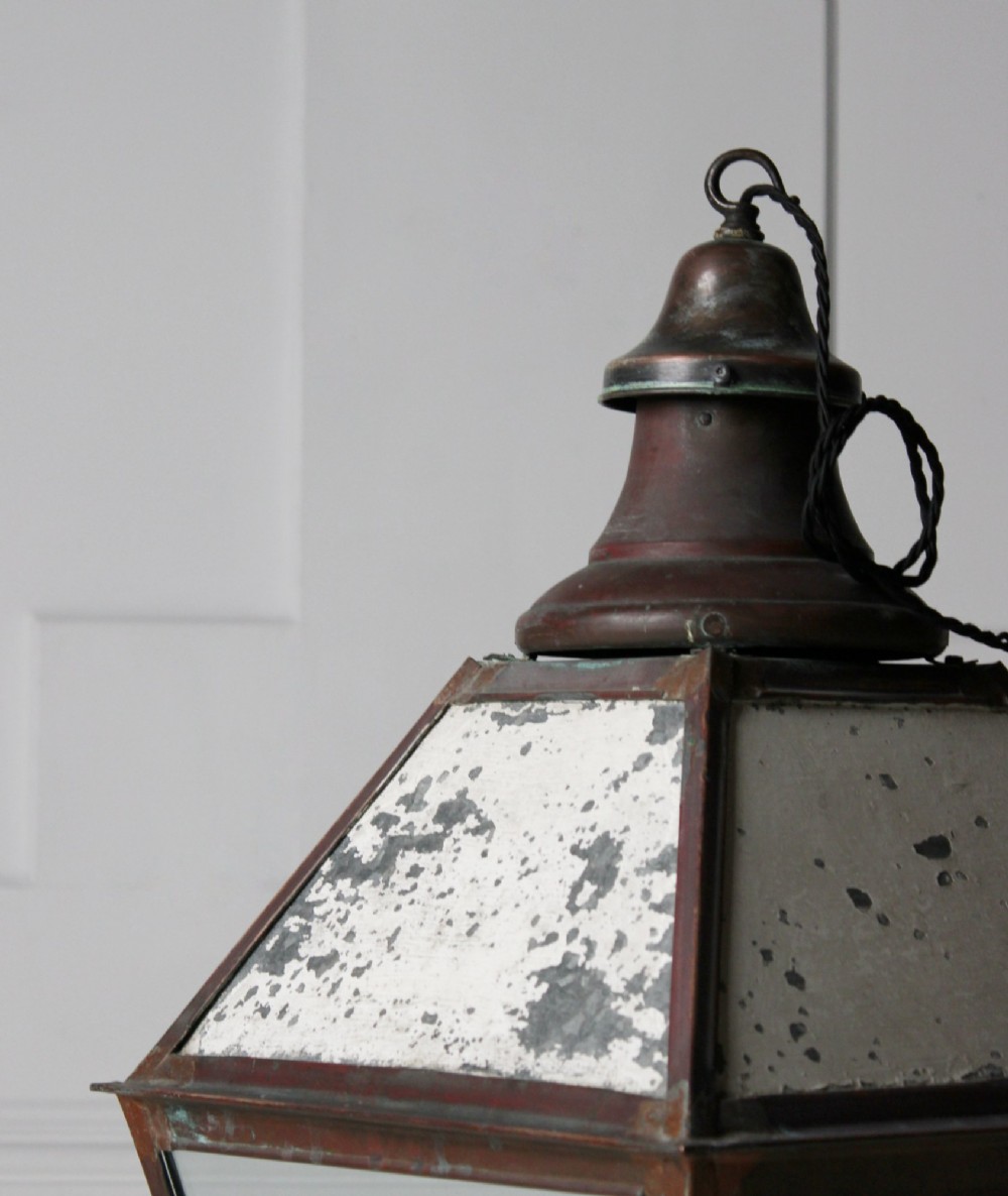 Large copper lantern pendant light View IV