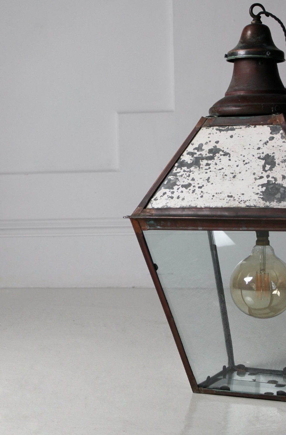 Large copper lantern pendant light View V