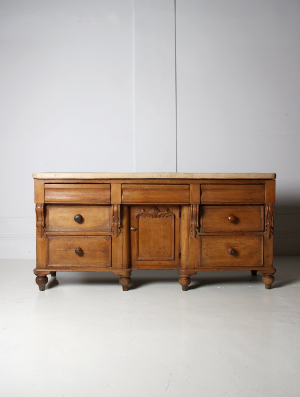 Victorian pine dresser base with sycamore top View II