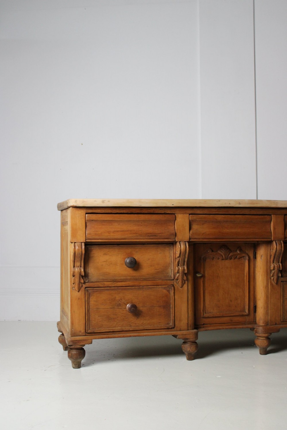 Victorian pine dresser base with sycamore top View IV