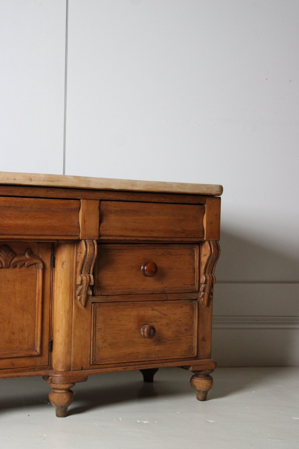Victorian pine dresser base with sycamore top View VII