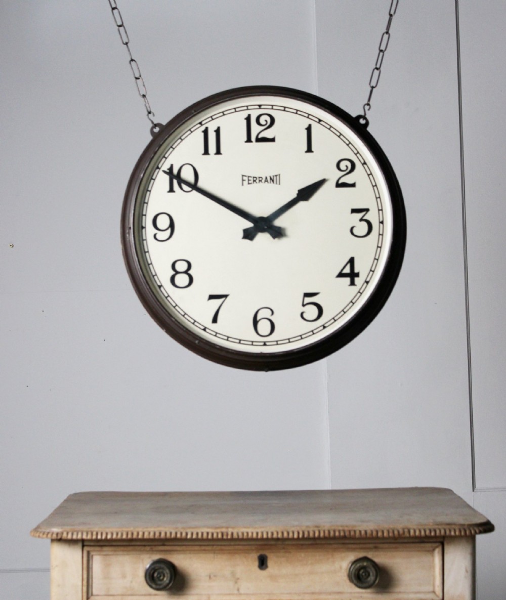 Large double sided hanging station clock View II