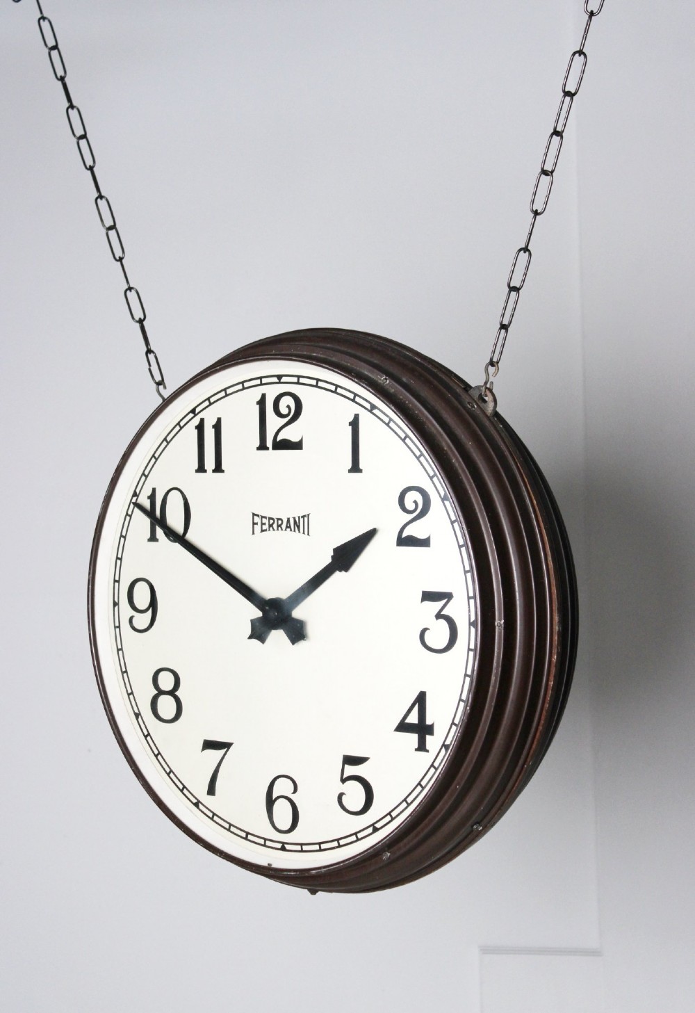 Large double sided hanging station clock View IV