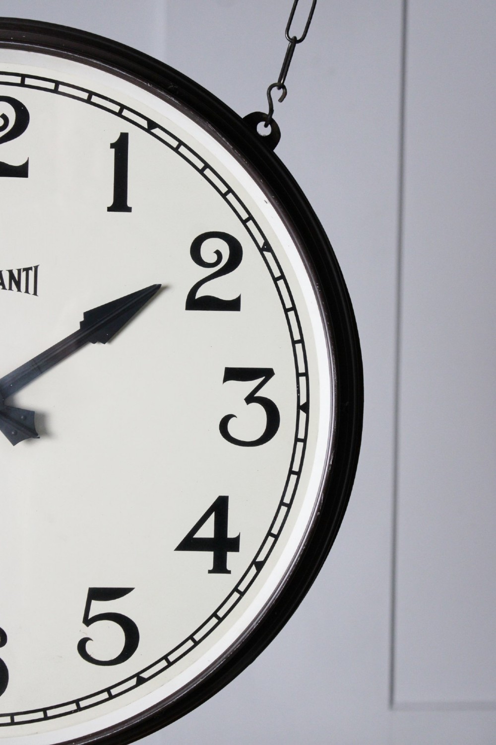 Large double sided hanging station clock View VIII