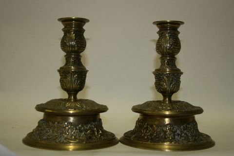 Pair of Cast Brass Candlesticks