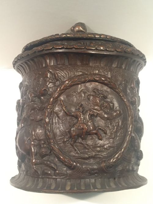 C19th Reposse Bronze Tobacco Jar
