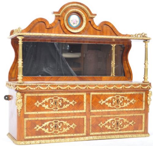 C19th French King Wood and Ormolu Wall Mounted Cabinet