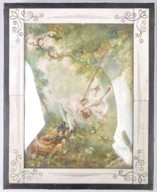 C19th Miniature Painting on Ivory ‘The Swing’ After Jean-honoré Fragonard (1732-1806)