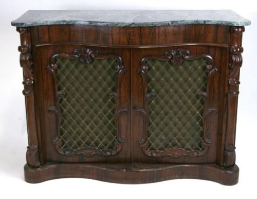 C19th Rosewood Side Cabinet with Marble Top
