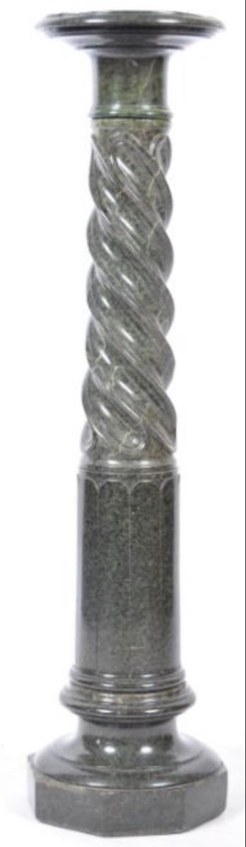 C19th Carved Serpentine Marble Column Bust Stand