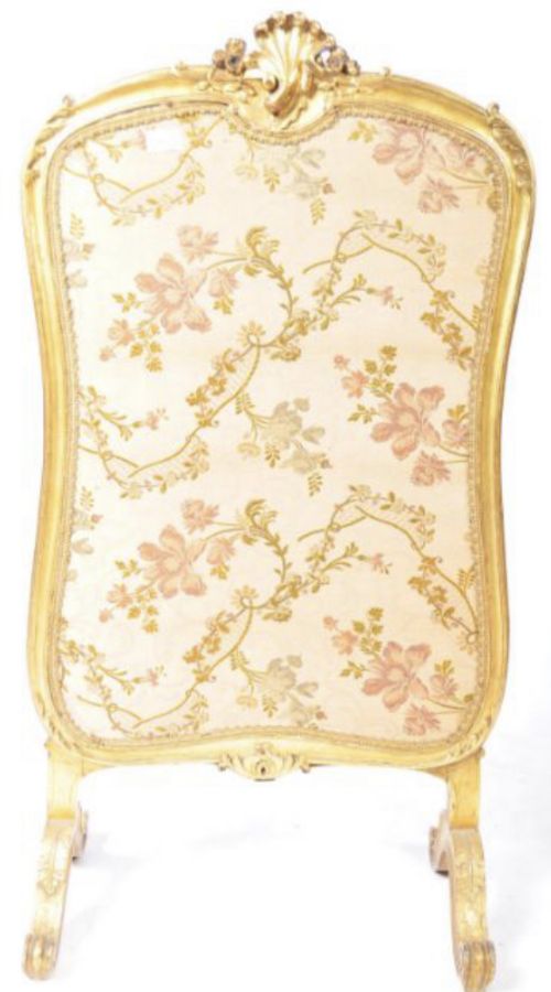 C19th Antique Rococo Style Gilt Firesceeen