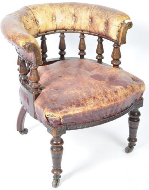 C19th Leather Upholstered Office Chair
