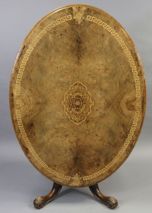 Mid Victorian Large Inlaid Oval Loo Table