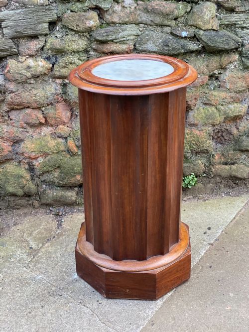 C19th Marble Topped Fluted Circular Pedestal