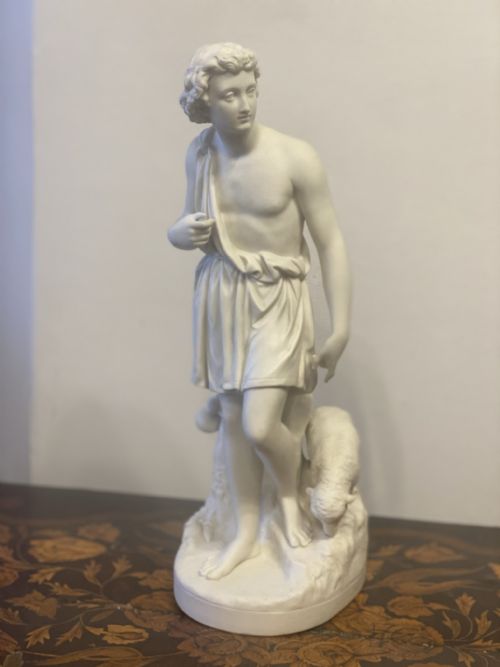 Large Parian Figure of a Shepherd by Copeland After Louis Auguste Malempre, 1871.