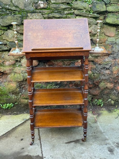 Small William IV Oak Library Reading/ Drawing  What Not with Four Tiers