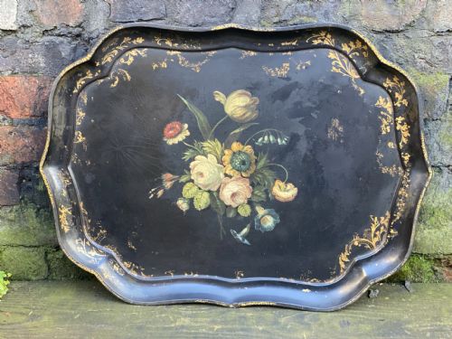 C19th  Painted Papier-mâché Tray