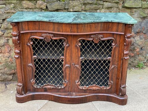 C19th Rosewood Marble Topped Bookcase