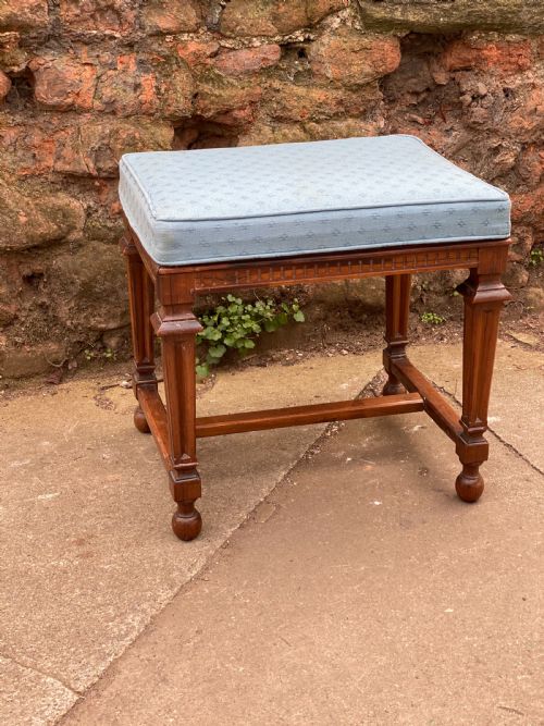 C19th Rosewood Stool with Upholstered Top