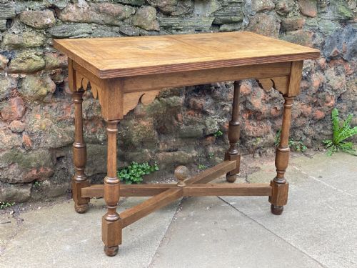 Arts and Crafts Oak and Inlaid Hall/ Side Table