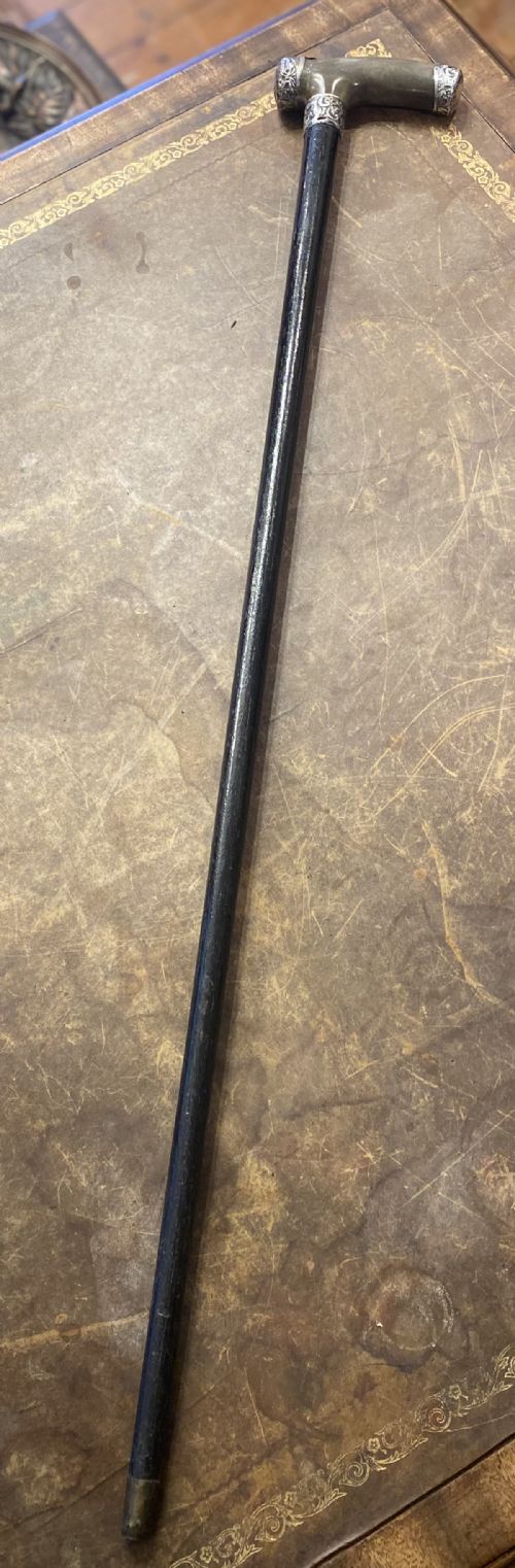 Horn Topped Walking Stick with Hm Silver Mounts