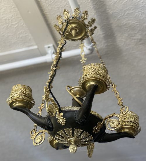 Regency Bronze and Gilt Brass Ceiling Light