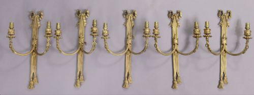 Set of Five Classical Style Ribbon and Swag Wall Lights