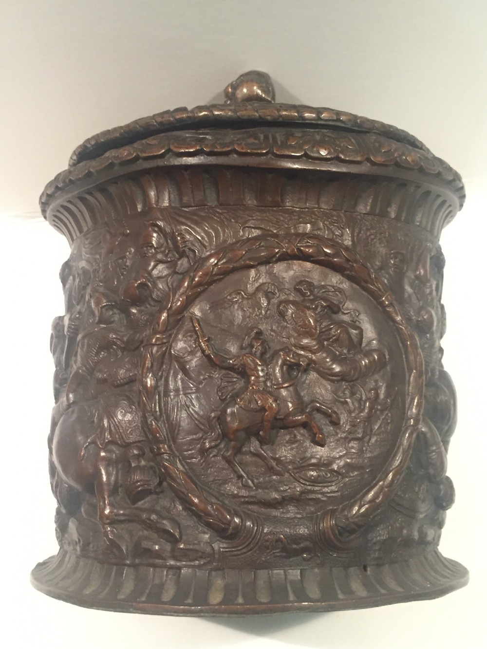 C19th Reposse Bronze Tobacco jar