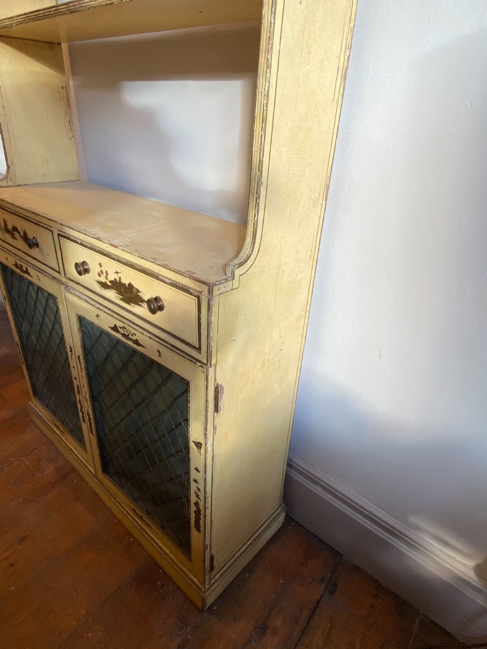 Regency painted pine display dresser chinoiserie detailing  View II