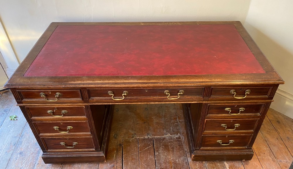 large pedestal desk in mahogany  View II