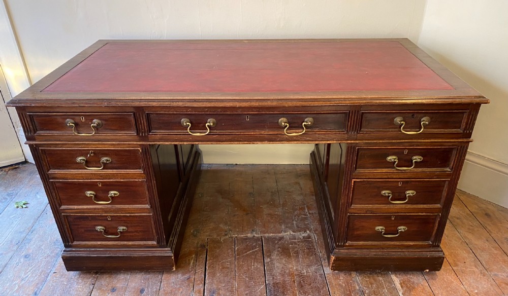 large pedestal desk in mahogany  View III