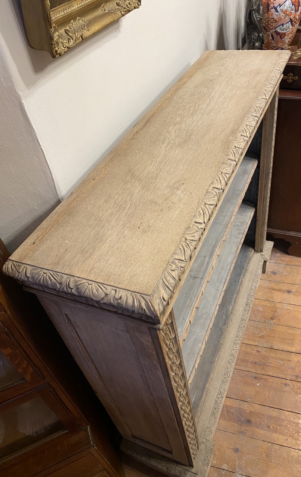 c19th carved oak open  bookcase  View III
