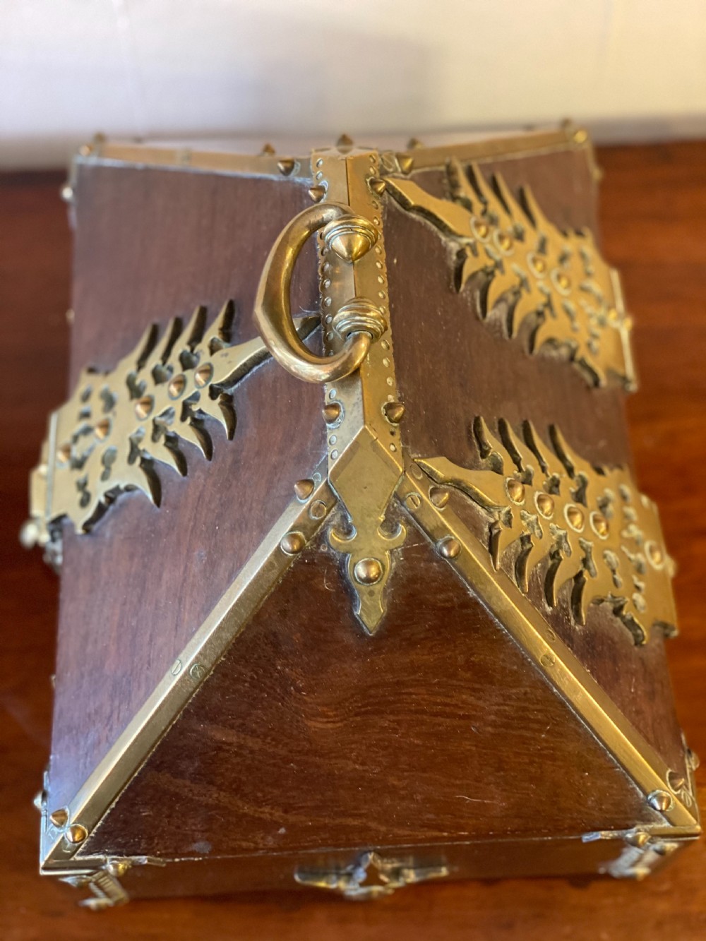 C19th teak and Brass bound Indian Dowry box View V