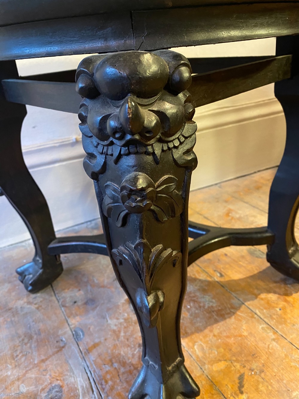 C19th Chinese hardwood stand with inset marble top View II