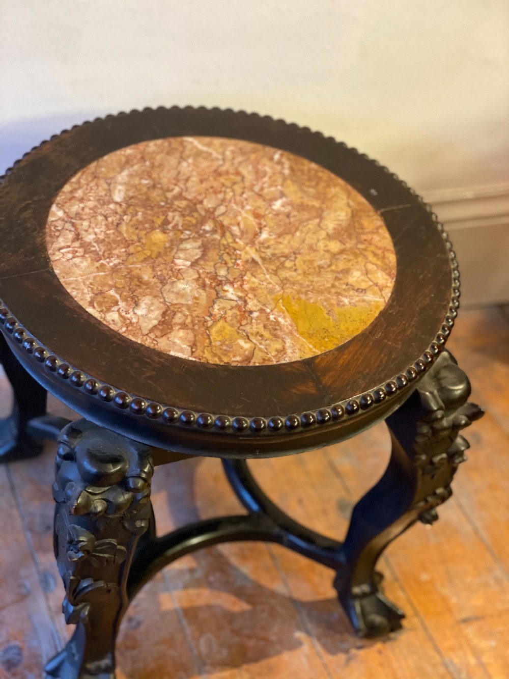 C19th Chinese hardwood stand with inset marble top View IV