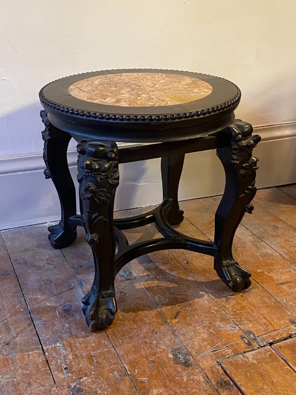 C19th Chinese hardwood stand with inset marble top View V