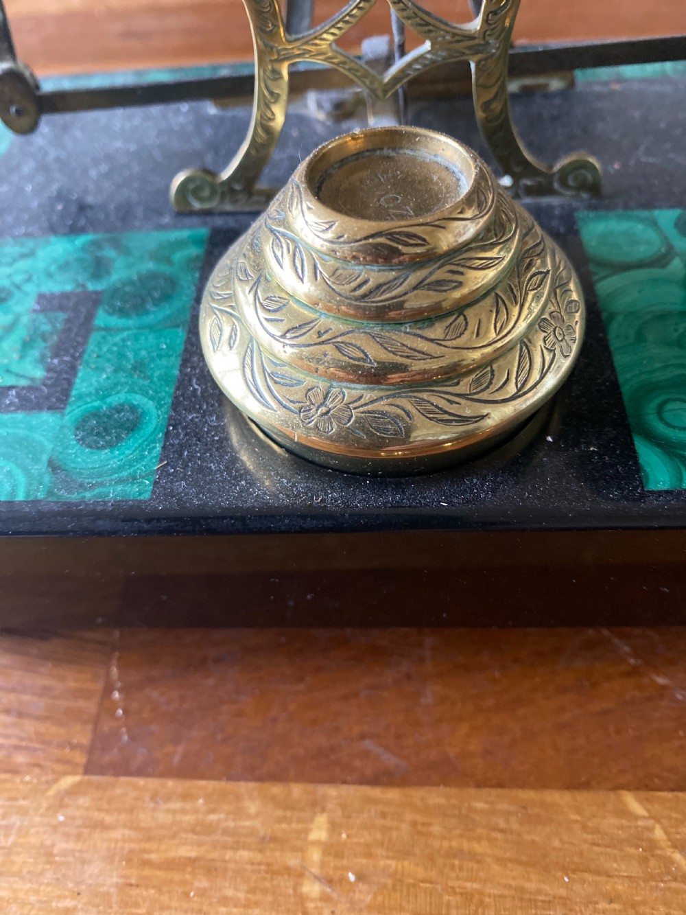 victorian slate and malachite based brass letter scales  View II