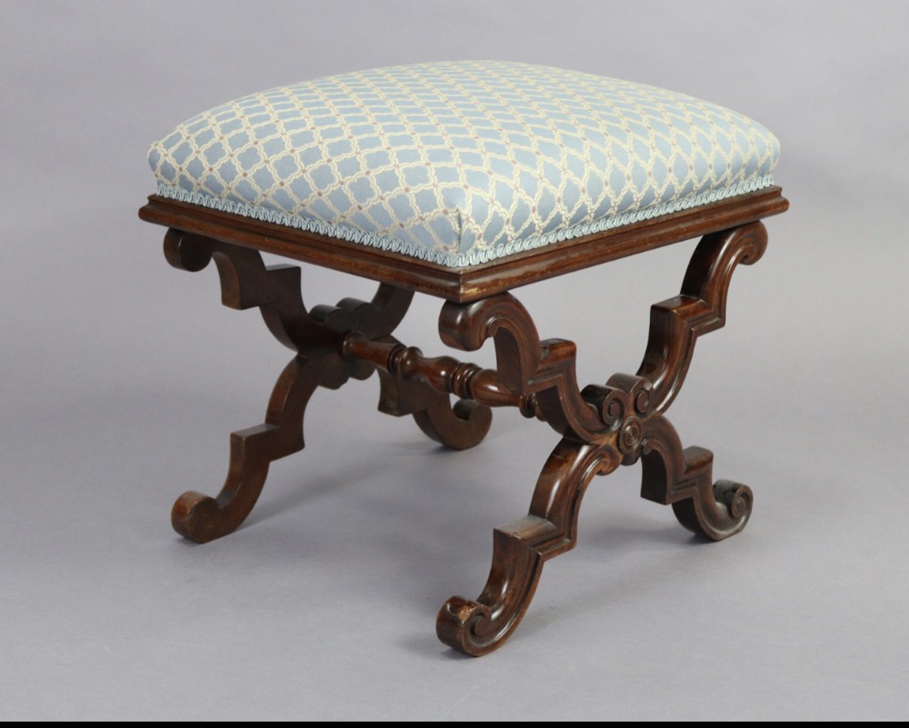 C19th Rosewood  X framed stool