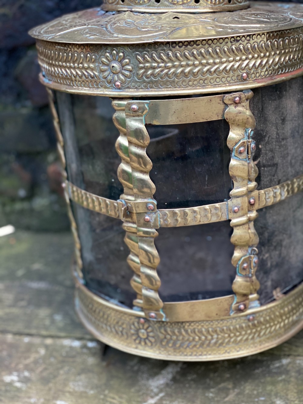 Antique Dutch brass lantern in the C17th style  View IV