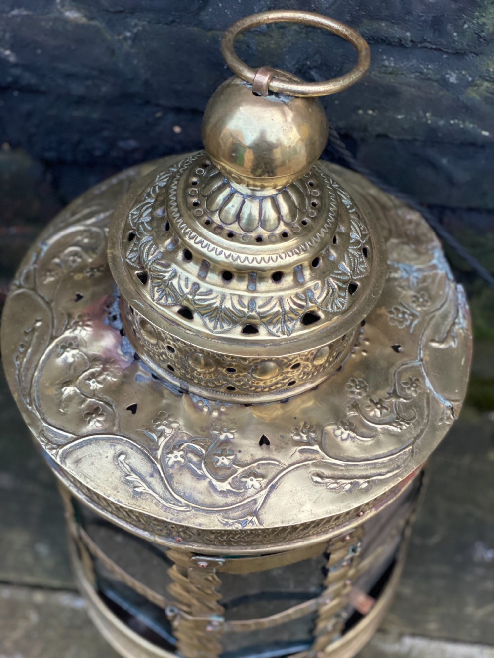 Antique Dutch brass lantern in the C17th style  View VIII