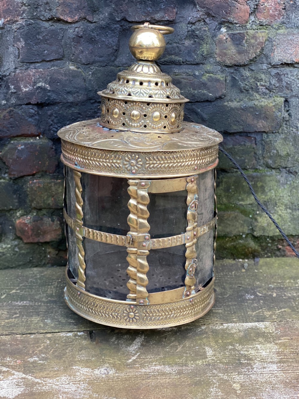 Antique Dutch brass lantern in the C17th style  View IX