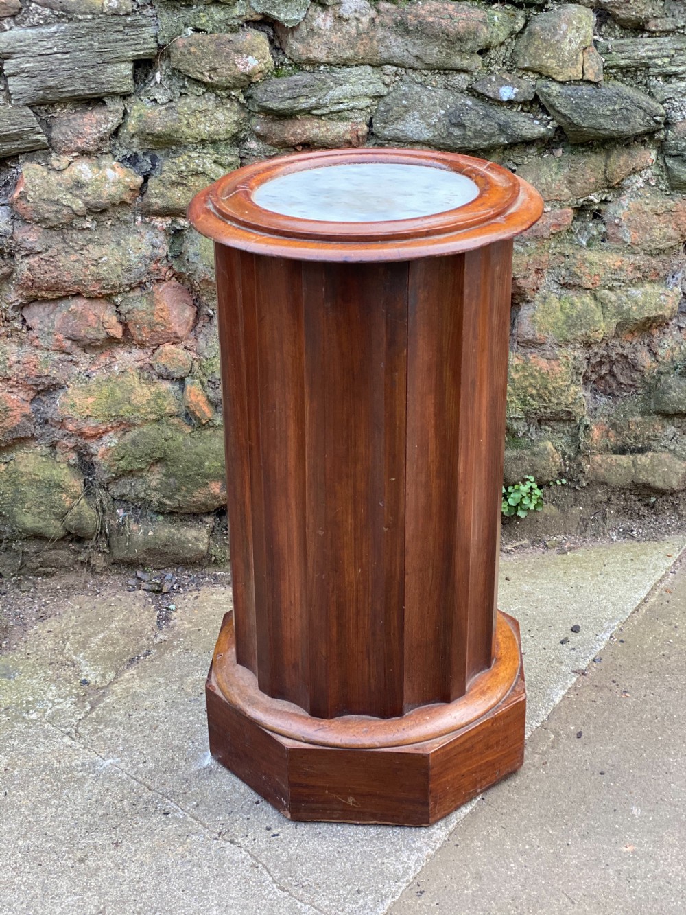C19th marble topped fluted circular pedestal 