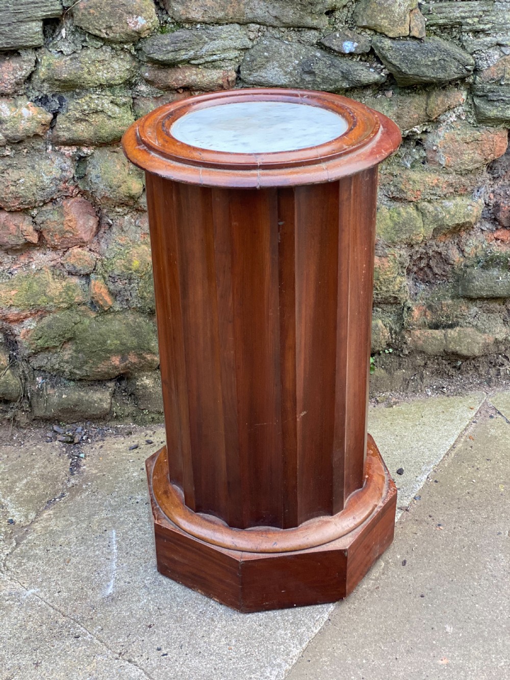 C19th marble topped fluted circular pedestal  View II