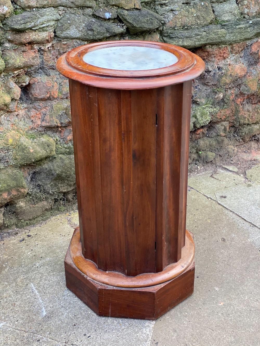 C19th marble topped fluted circular pedestal  View III